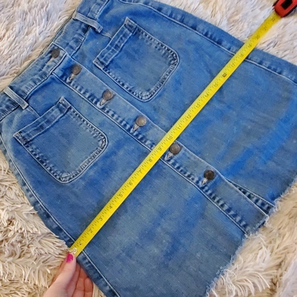 Hidden Jeans Button Down Distressed Hem Skirt - image 5